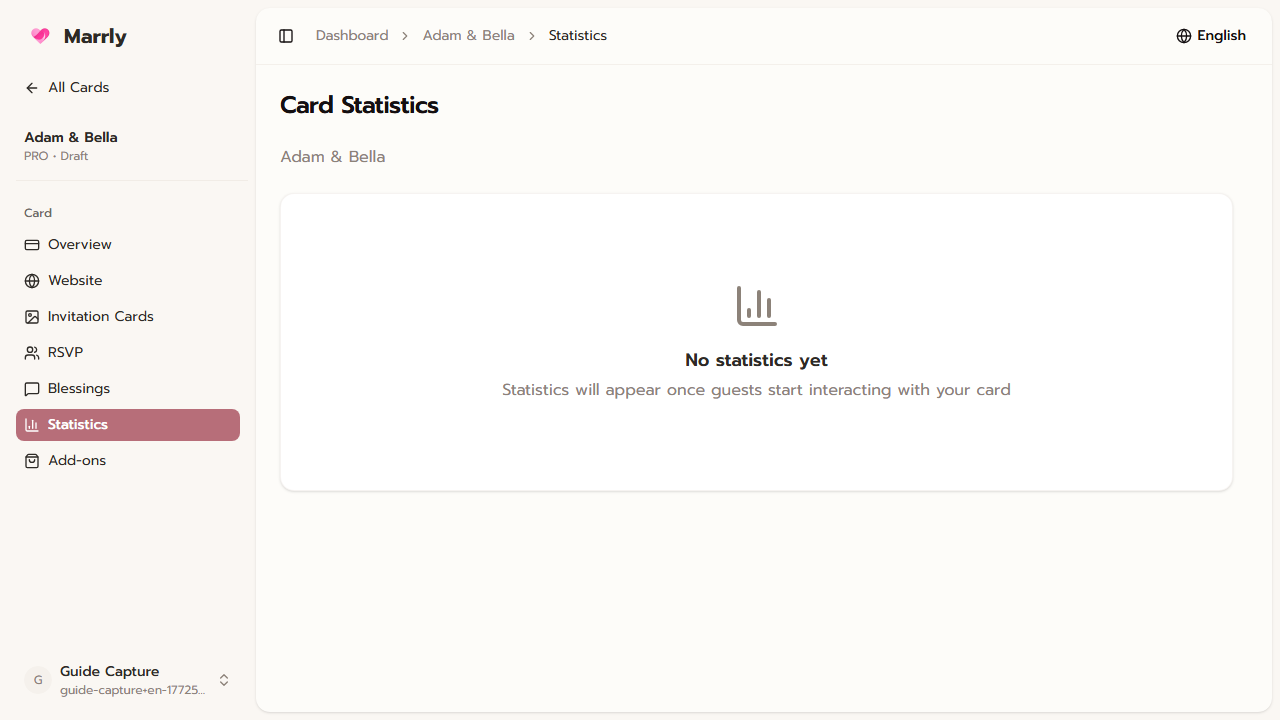 Stats page in the Marrly Dashboard